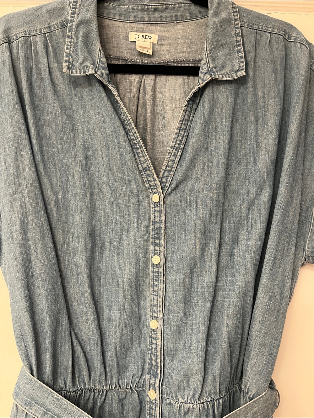 J. Crew Chambray Shirt Dress with Tie Waist - Picture 3 of 8